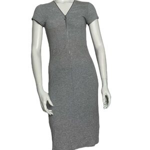 Grey O-Ring Zipper Midi Dress Medium